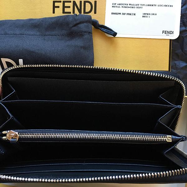 関税込SS19FENDIメタルバッグバグズ ジップアラウンドレザー財布 8M02993IFF0KUR